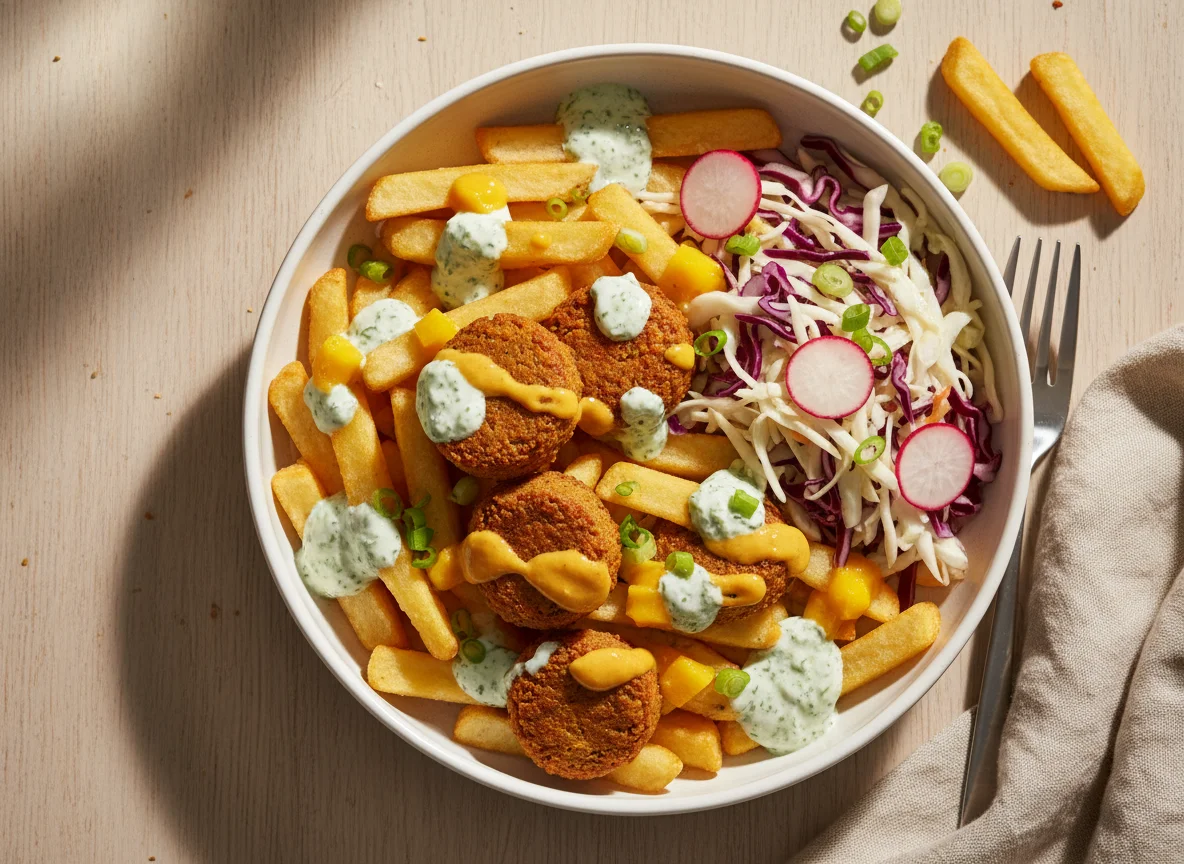 Falafel Pommes Schale photo
