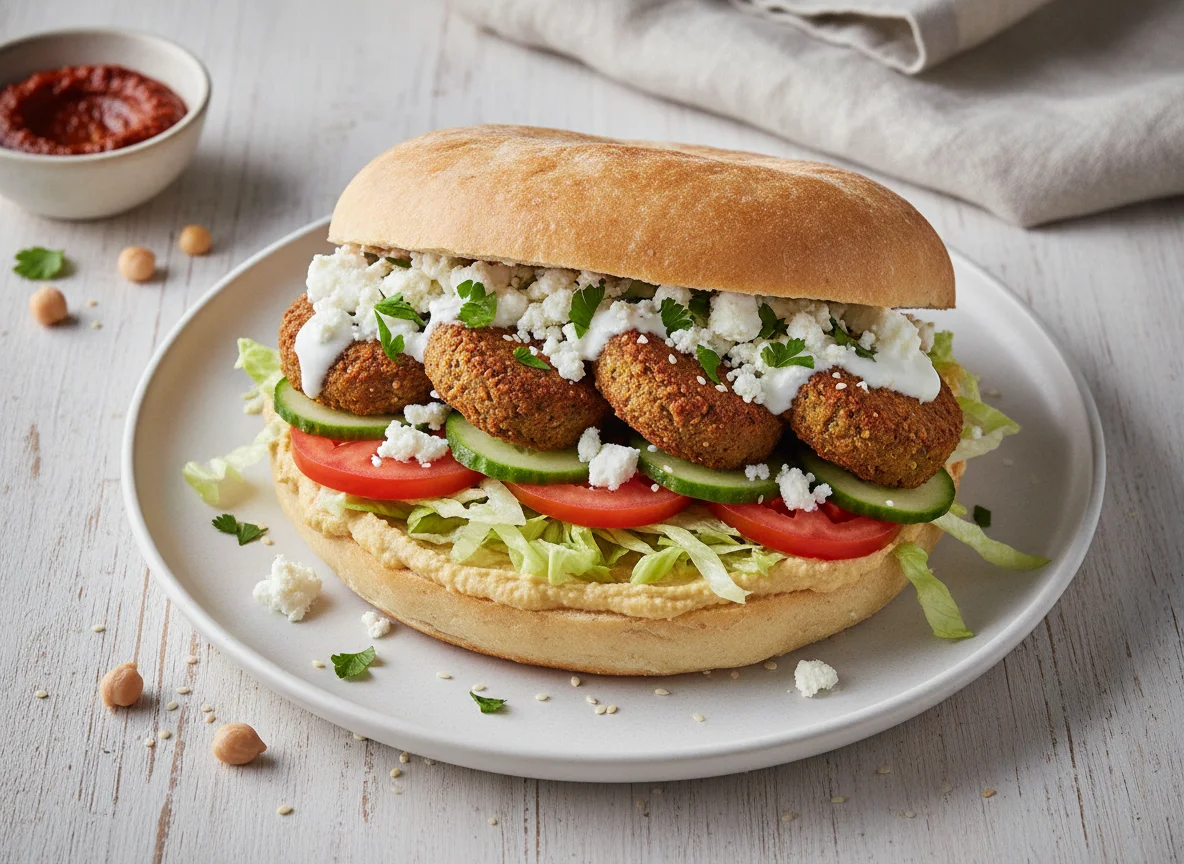Falafel Sandwich im Fladenbrot photo