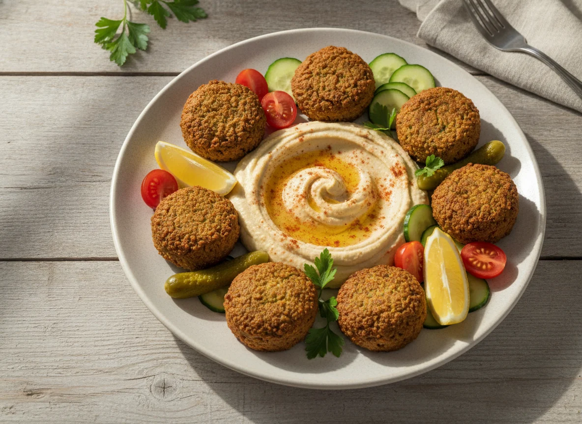 Falafel-Platte mit Hummus photo