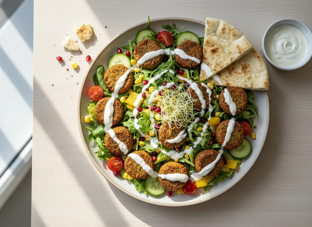 Falafel-Salat mit Joghurt-Dressing photo
