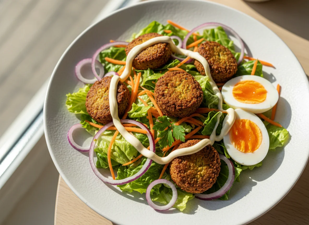 Falafel-Salat mit Mayonnaise photo