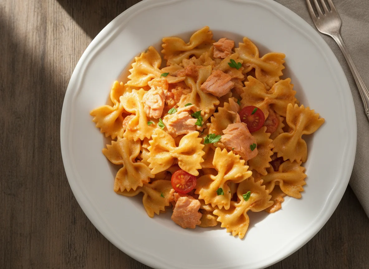 Farfalle mit cremiger Tomaten-Sahne-Sauce photo