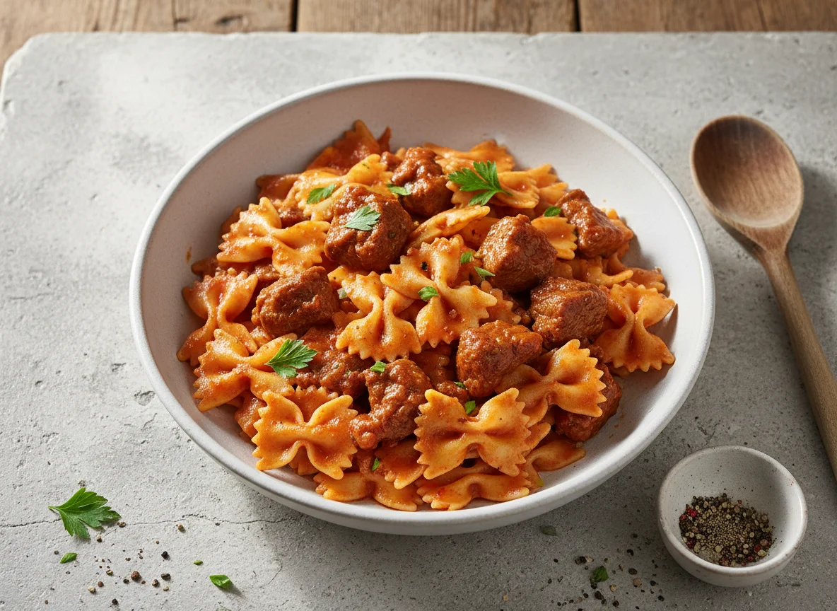 Farfalle mit Gulasch photo