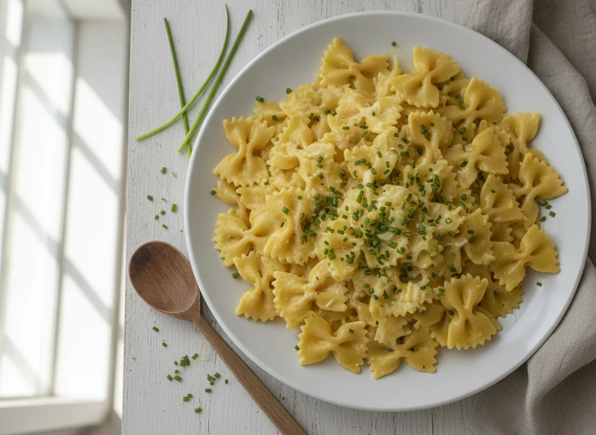 Farfalle mit Käse-Sahne-Sauce photo