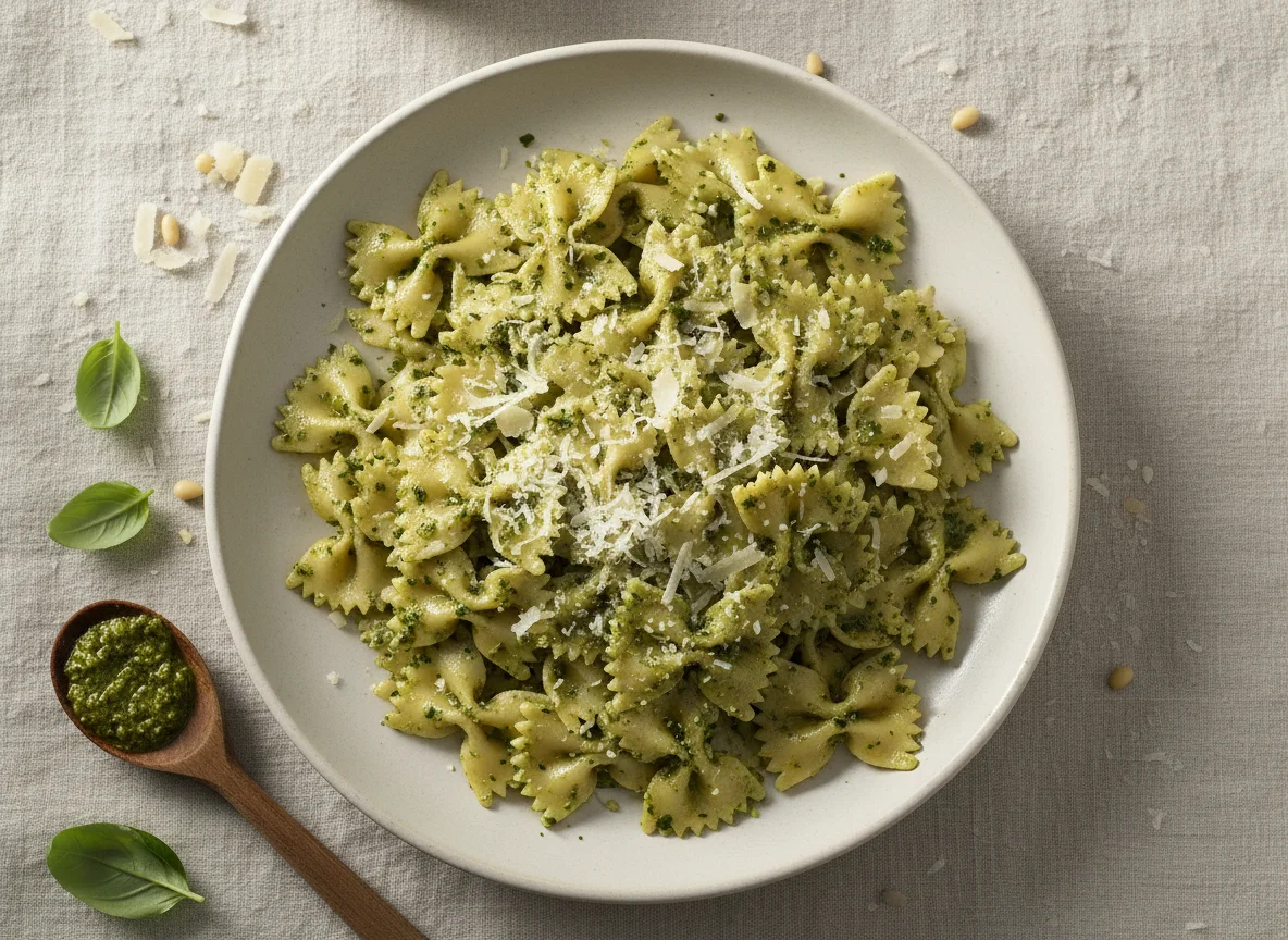 Farfalle mit Pesto und Parmesan photo