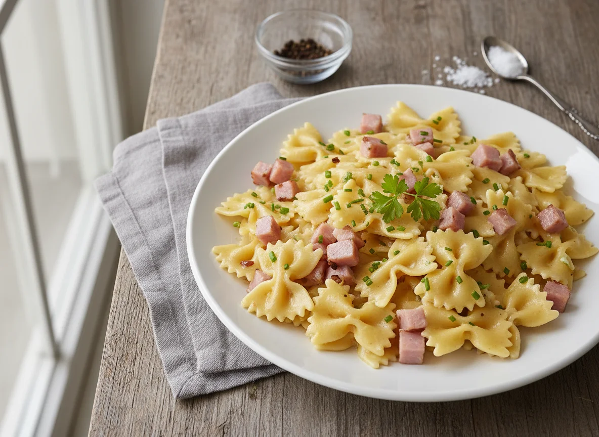 Farfalle mit Schinken-Rahmsauce photo