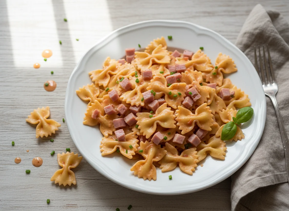 Farfalle mit Schinken-Sahne-Sauce photo