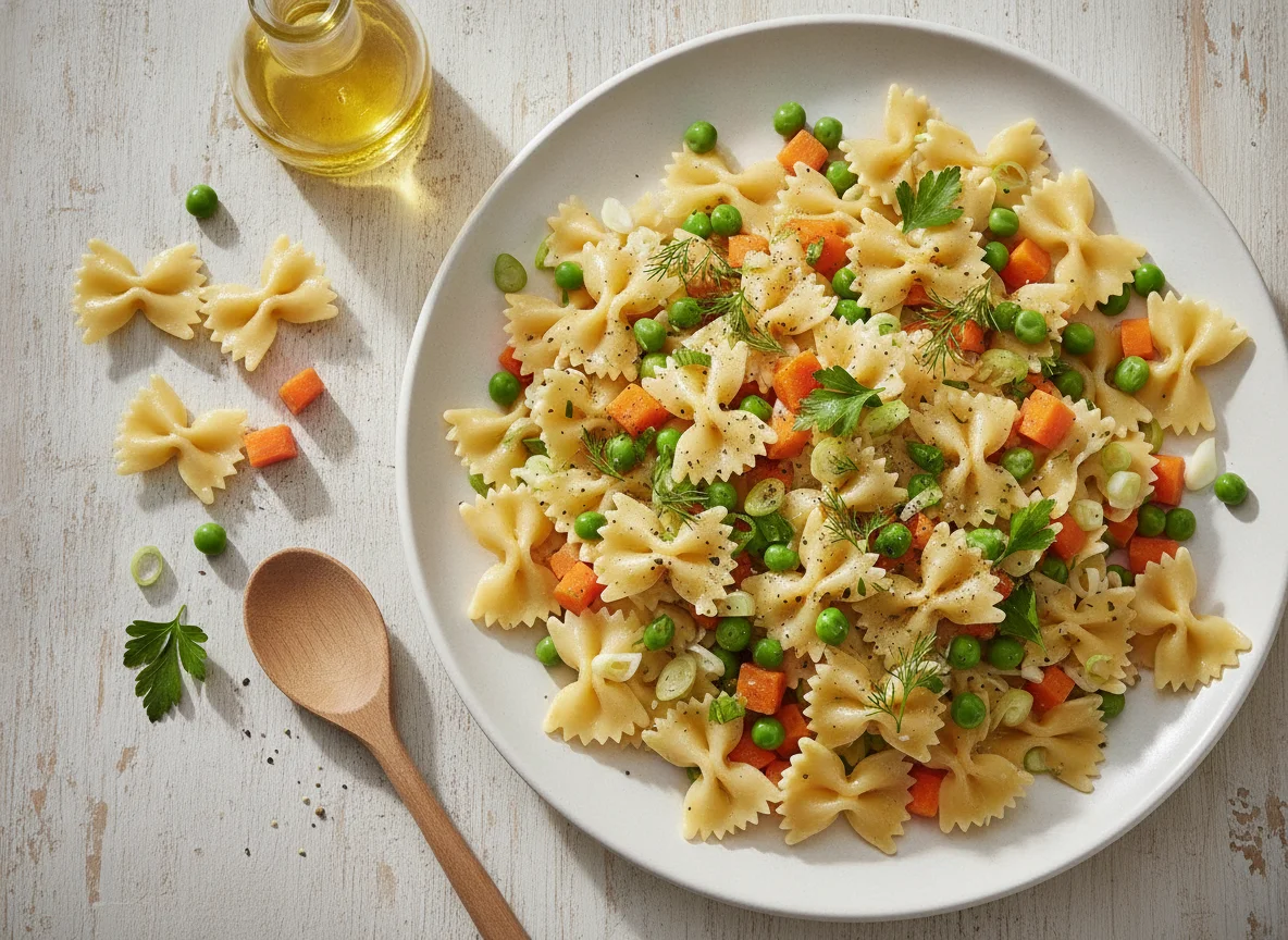 Farfalle-Nudelsalat mit Gemüse photo