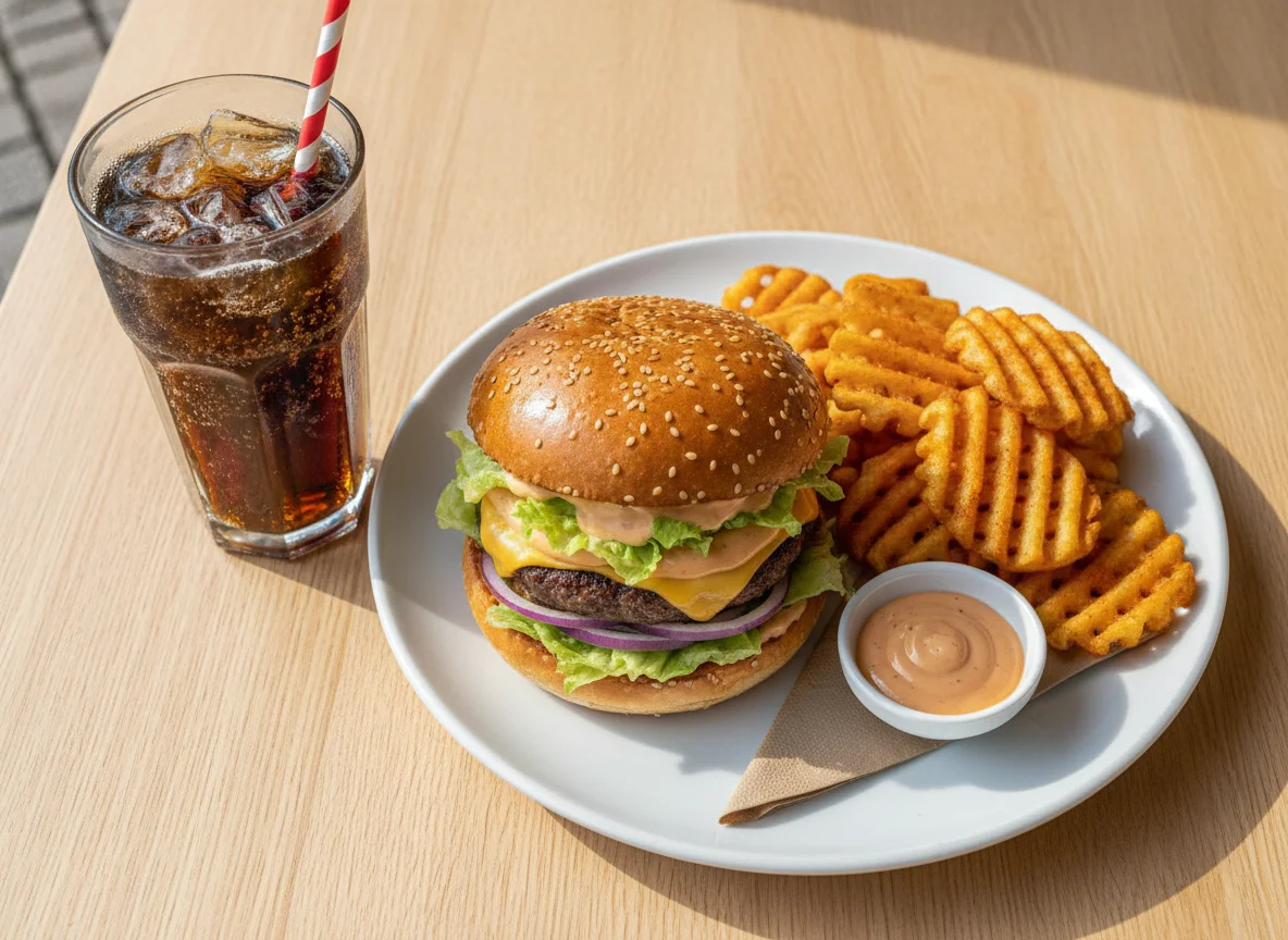 Fast Food Menü mit Burger und Pommes photo