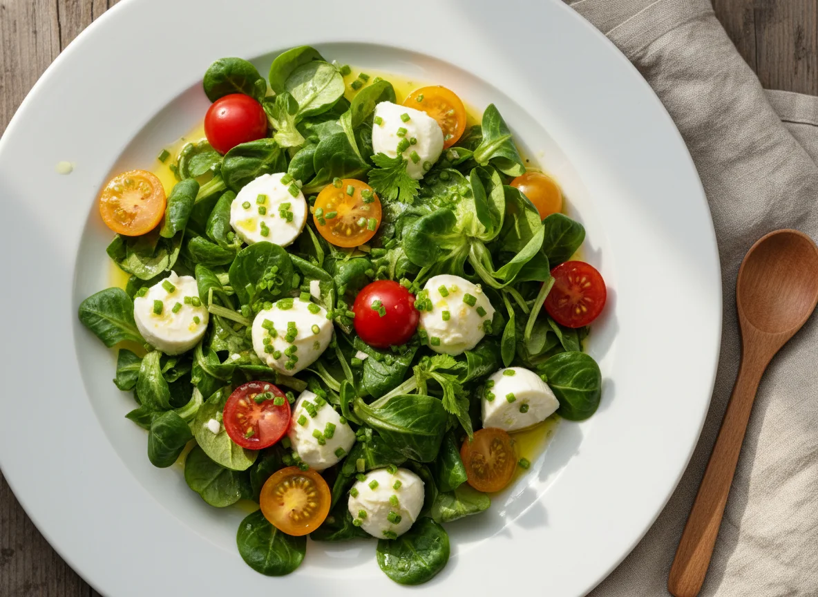 Feldsalat mit Mozzarella und Tomaten photo
