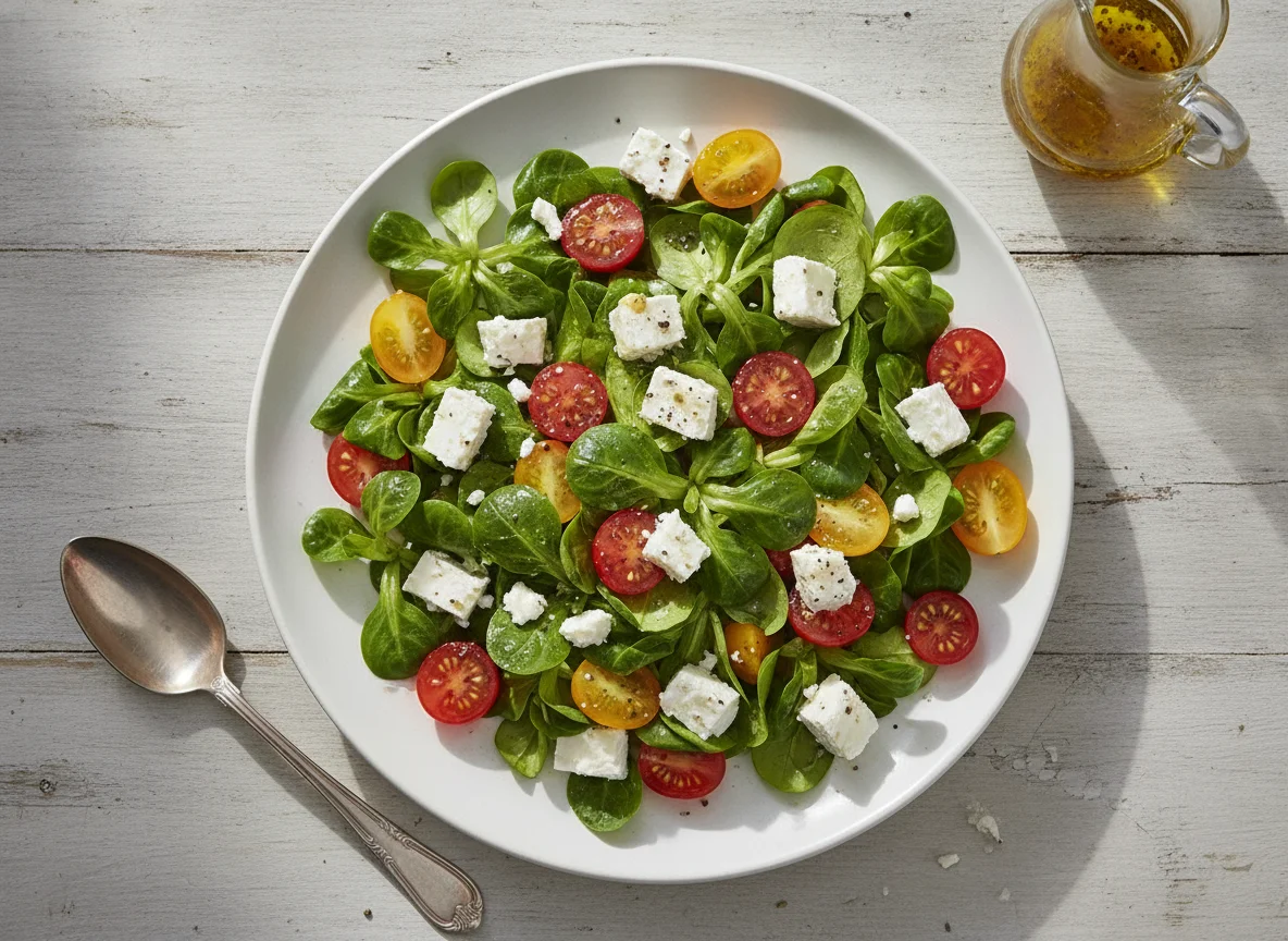 Feldsalat mit Tomaten und Feta photo