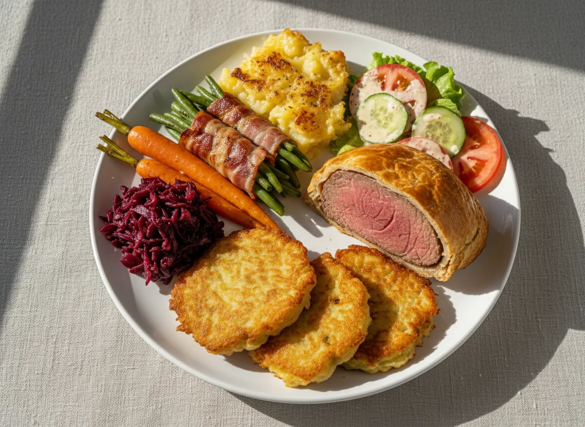 Festliches Abendessen mit Rindfleisch Wellington photo