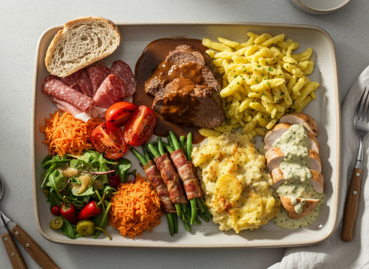 Festliches Abendessen mit Vorspeisenplatte photo