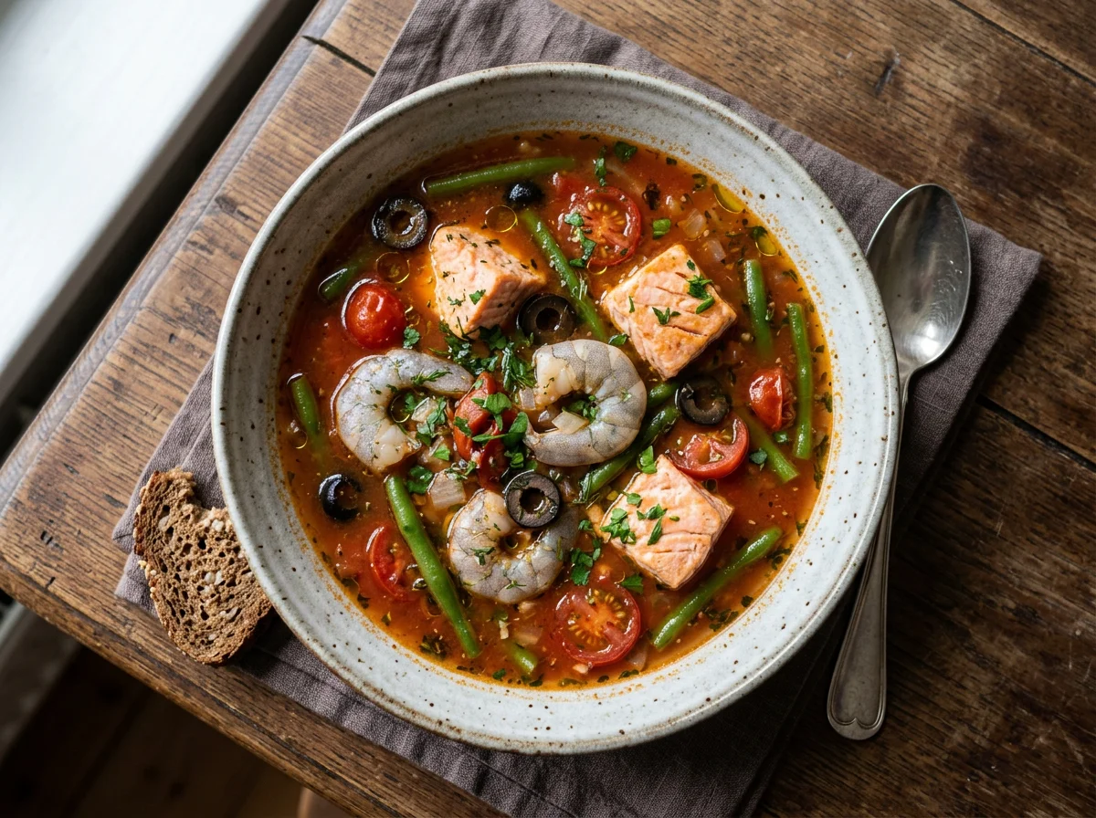 Fisch- und Garnelensuppe photo