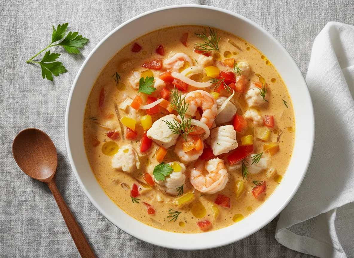 Fisch- und Garnelen-Suppe photo