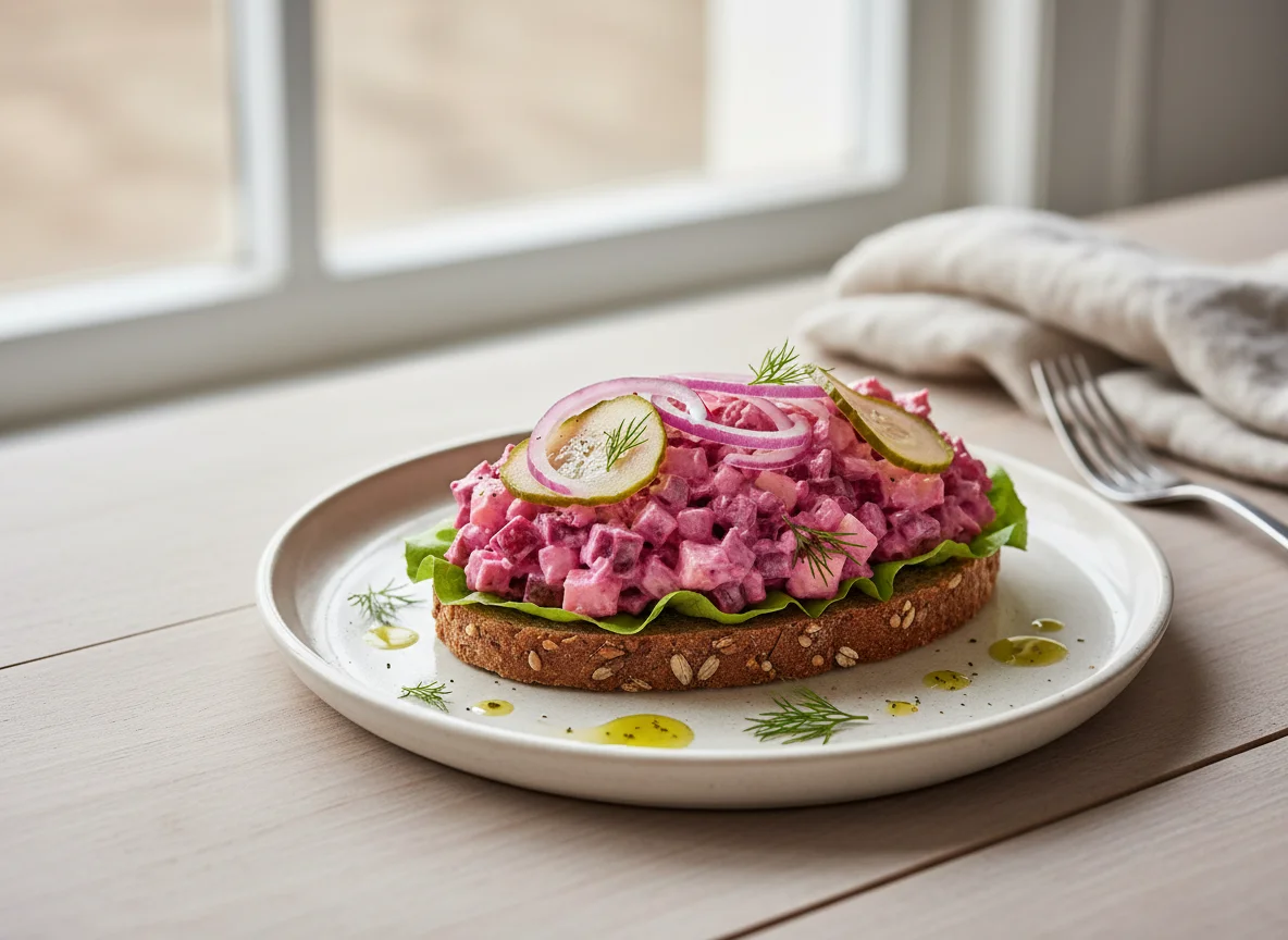 Fischbrötchen mit Heringssalat photo