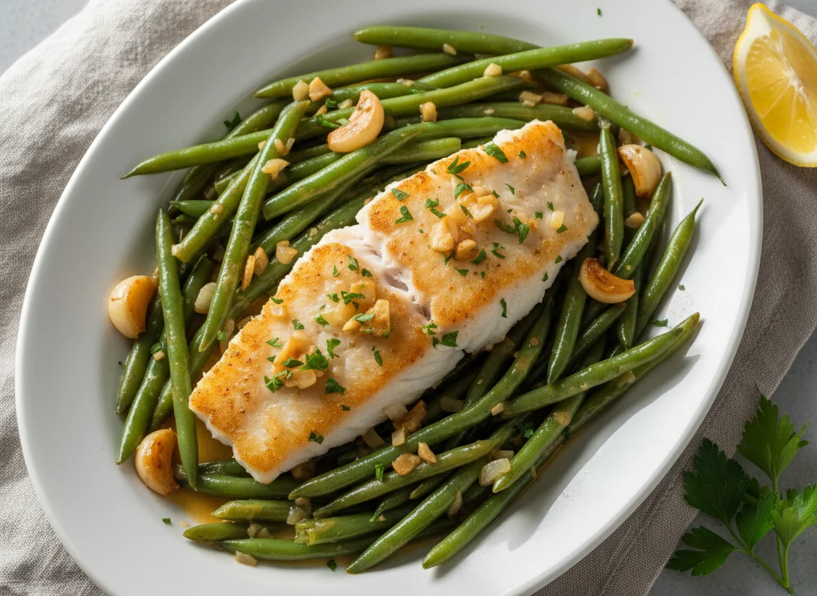 Fischfilet mit grünen Bohnen photo