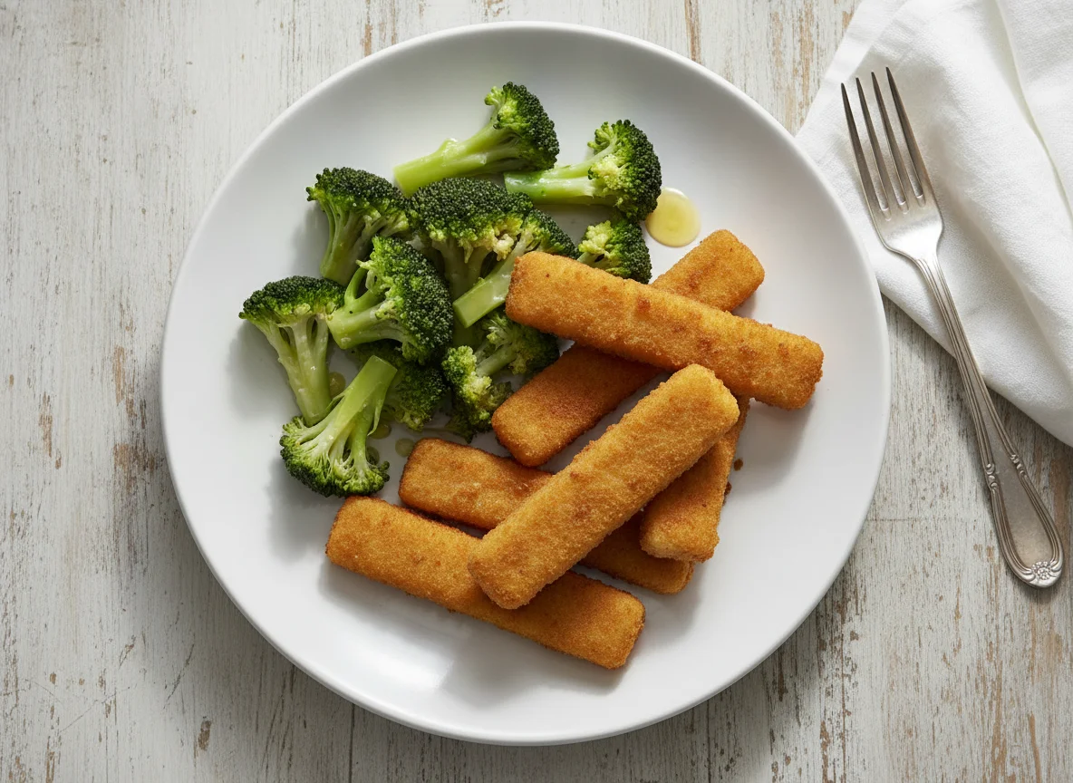Fischstäbchen mit Brokkoli photo