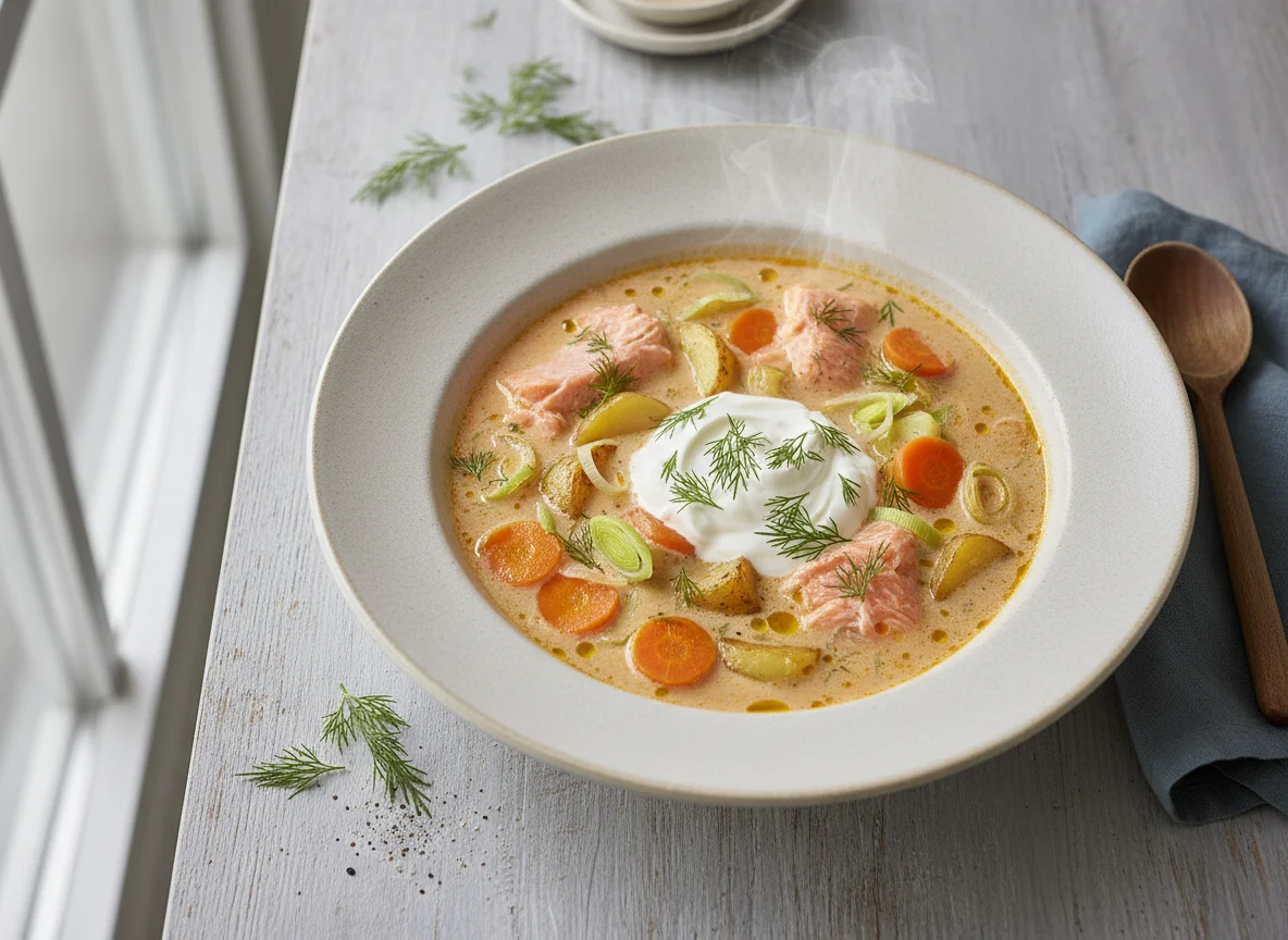 Fischsuppe mit Sauerrahm photo