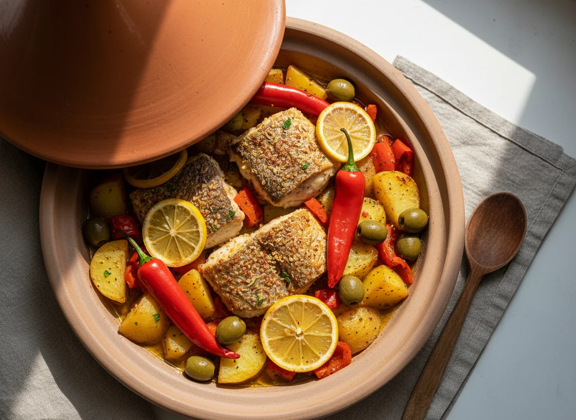Fisch-Tajine mit Gemüse photo