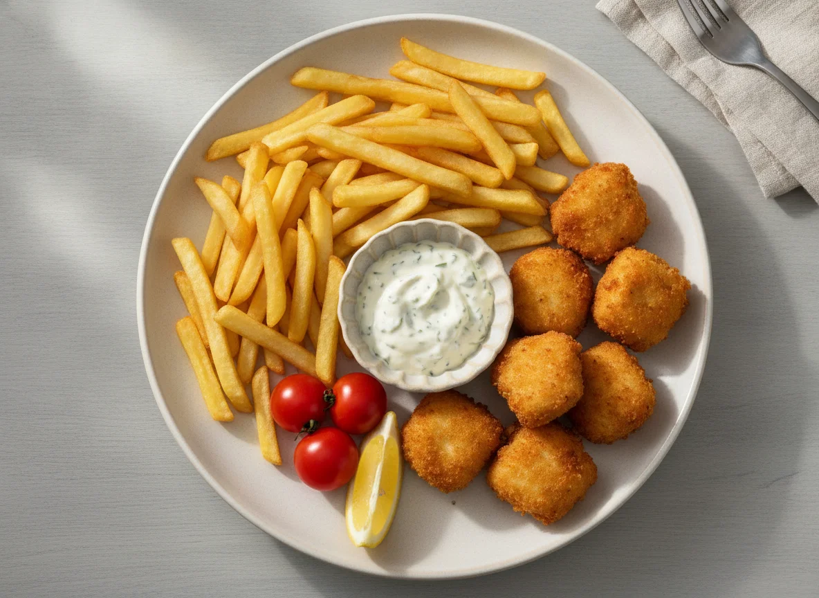 Fish and Chips mit Sauce Tartare photo