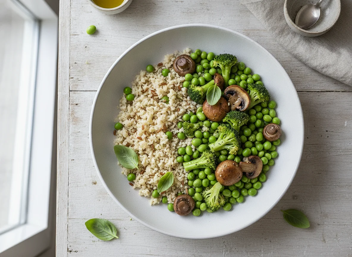 Fitness Bowl Gemüse mit Blumenkohlreis photo