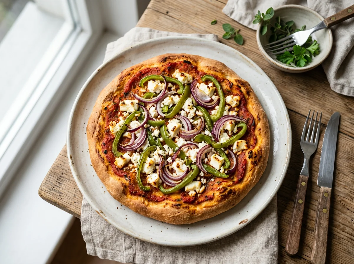 Fladenbrot mit Feta und Gemüse photo