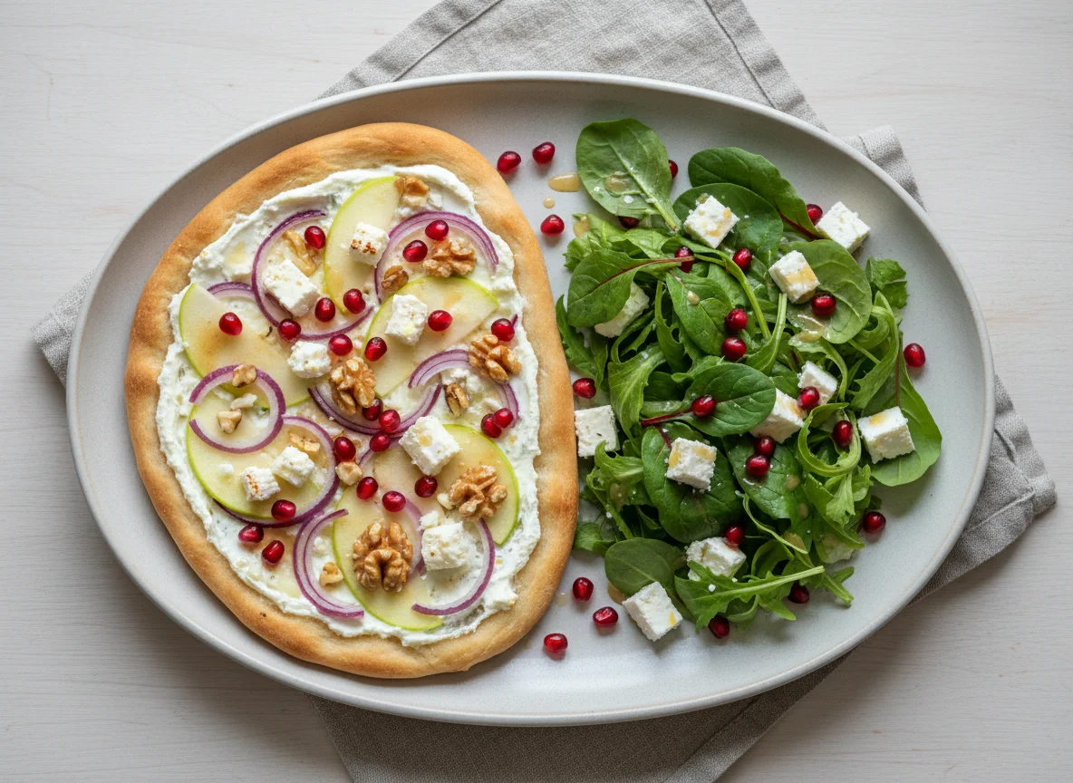 Flammkuchen und Salat photo