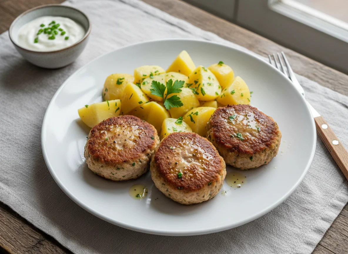 Fleischlaibchen mit Petersilerdäpfeln photo