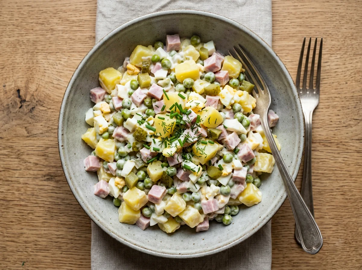 Fleischsalat mit Mayonnaise photo