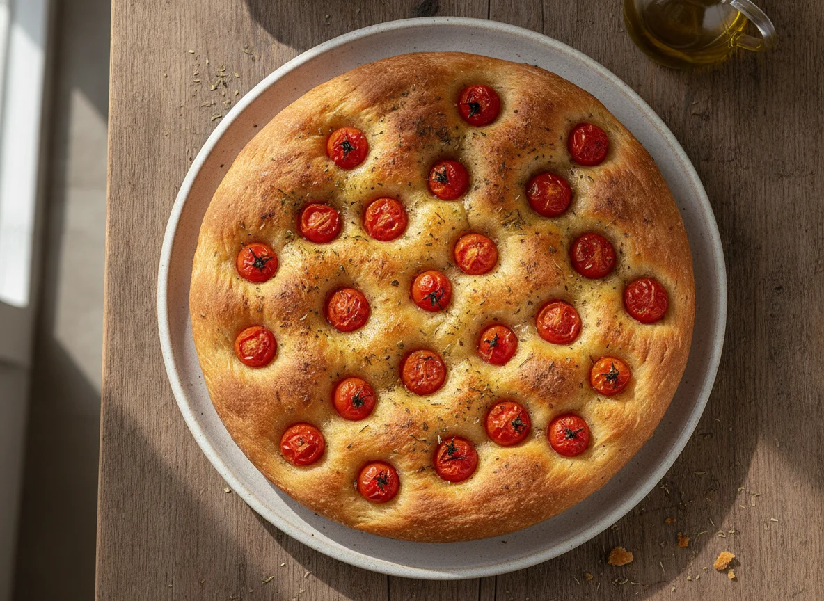 Focaccia mit Kirschtomaten photo