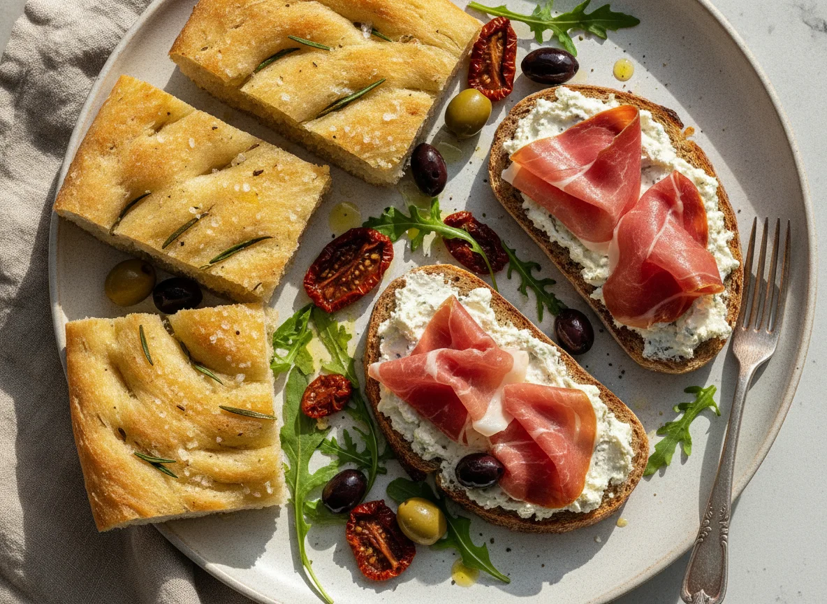 Focaccia und Schinkenbrot photo