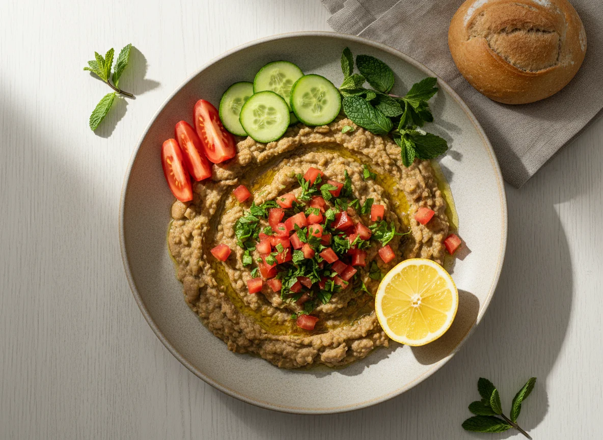Foul Medames mit Beilagen photo
