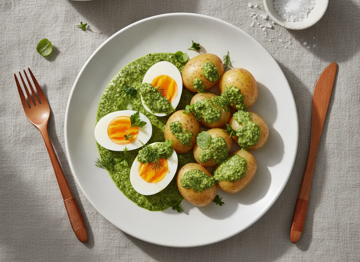 Frankfurter Grüne Soße mit Eiern und Kartoffeln photo