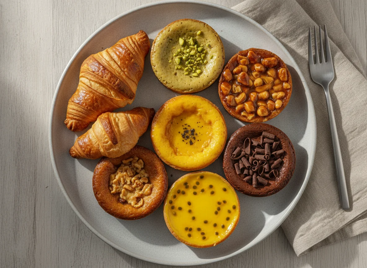 Französische Törtchen und Croissants photo