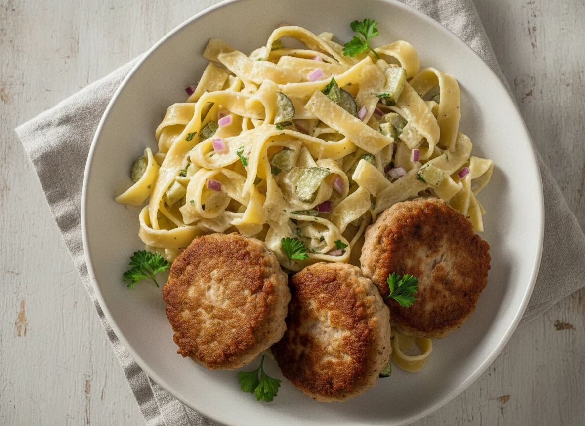 Frikadelle mit Nudelsalat photo