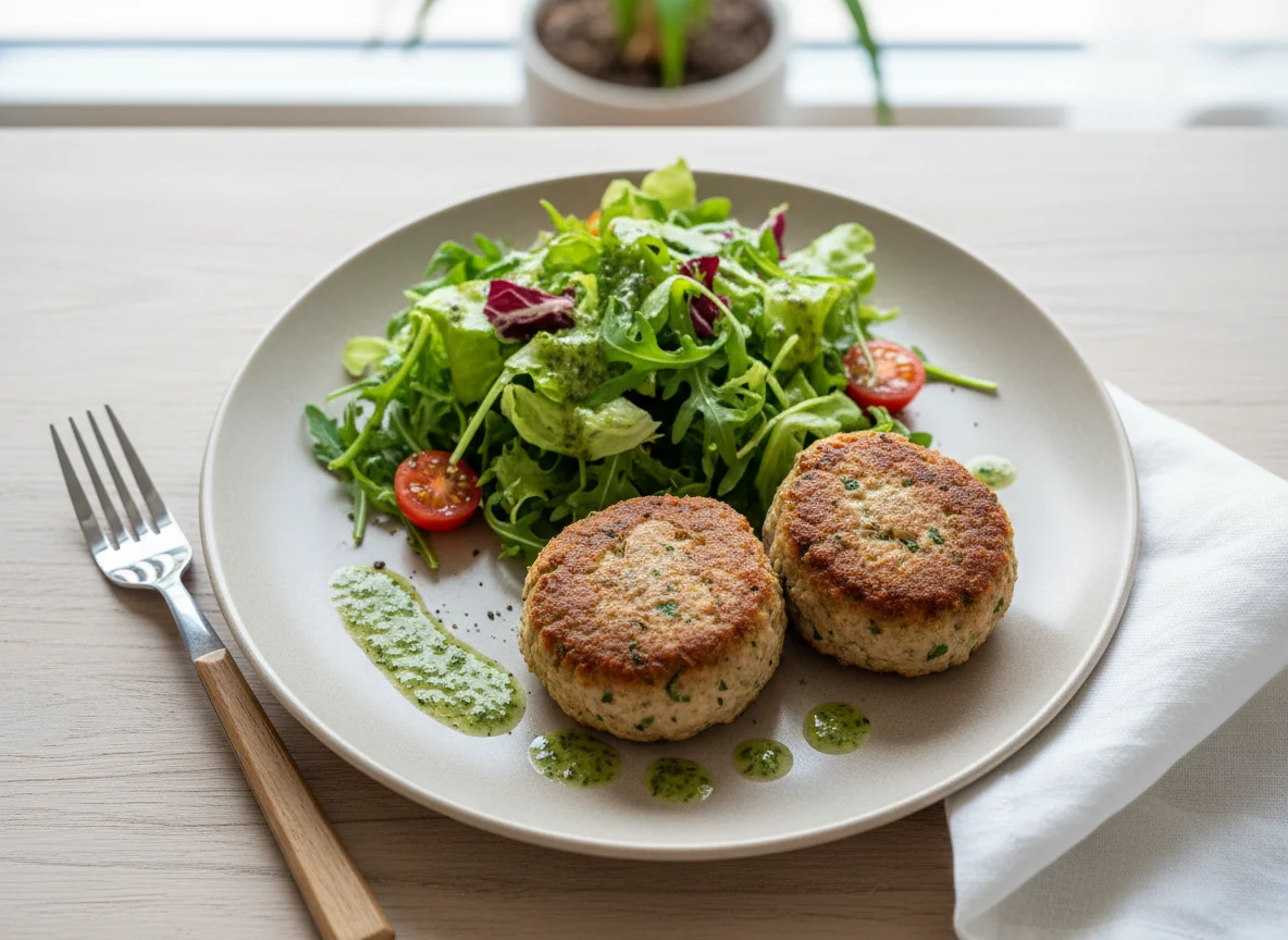 Frikadelle mit Salat photo