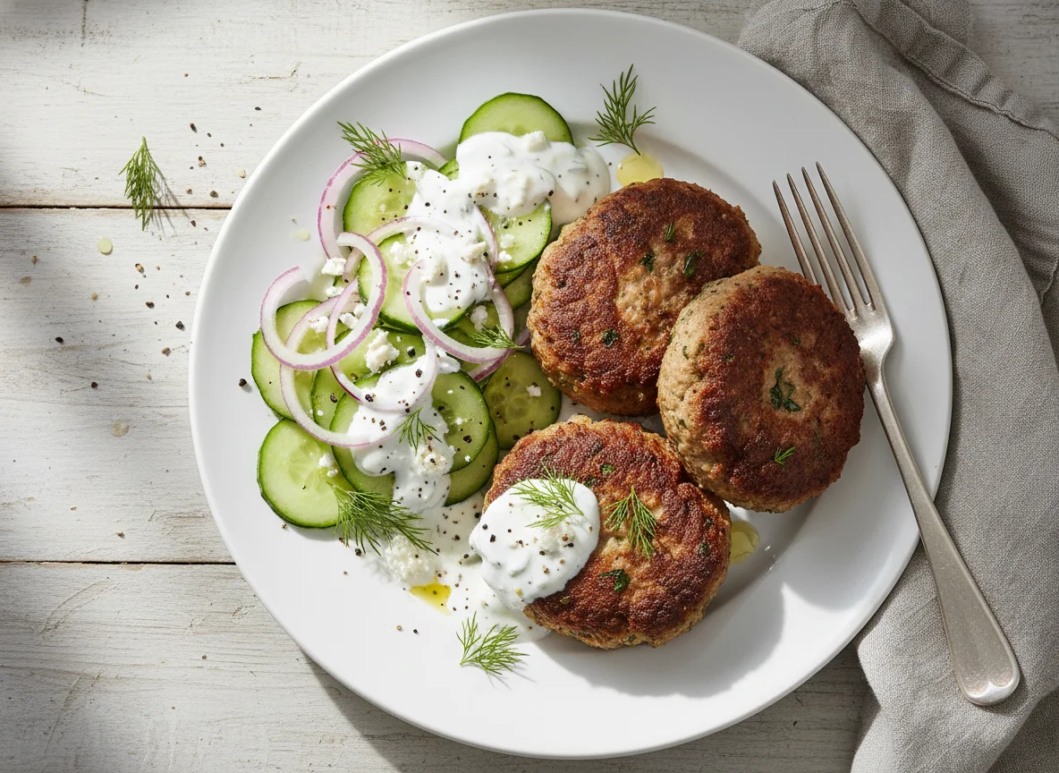 Frikadellen mit Gurkensalat photo