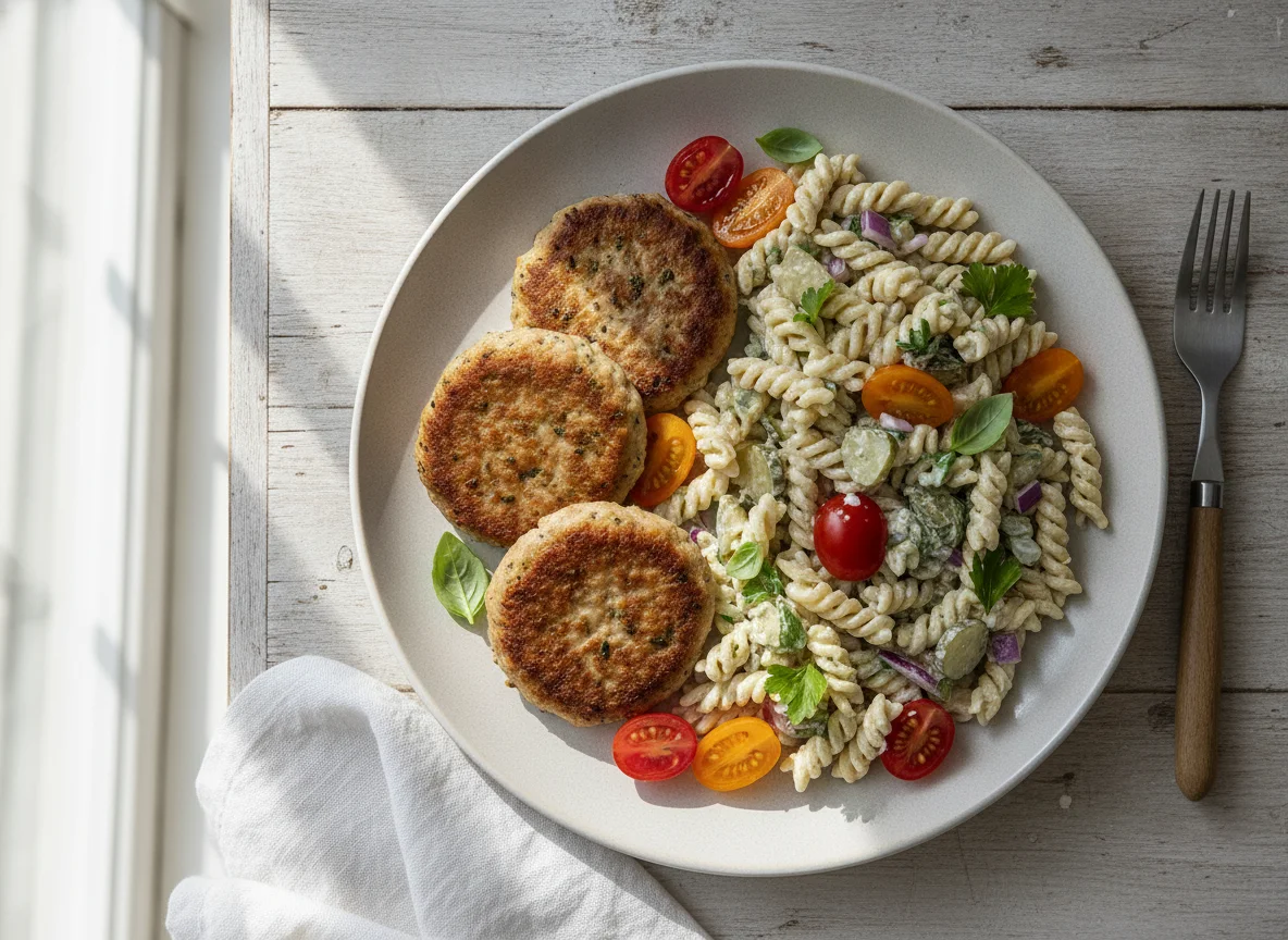 Frikadellen mit Nudelsalat photo