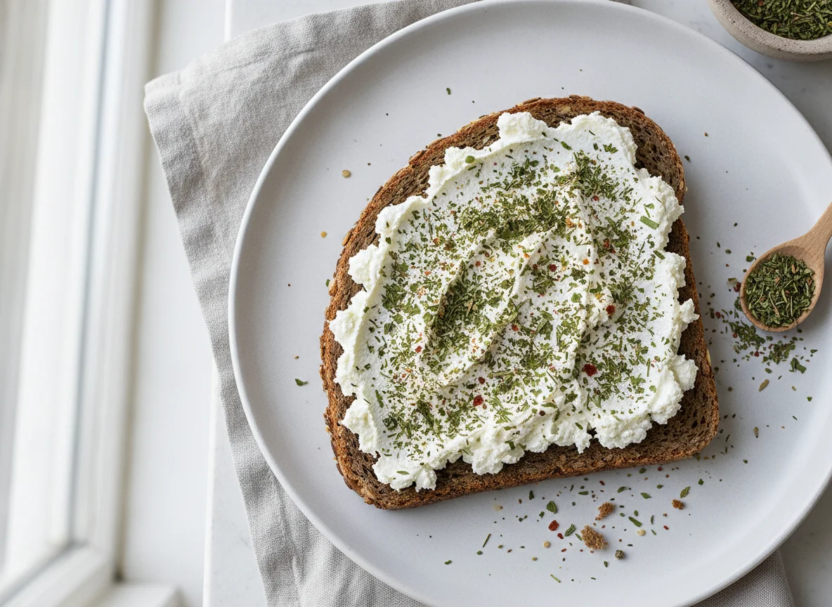Frischkäsebrot mit Kräutern photo