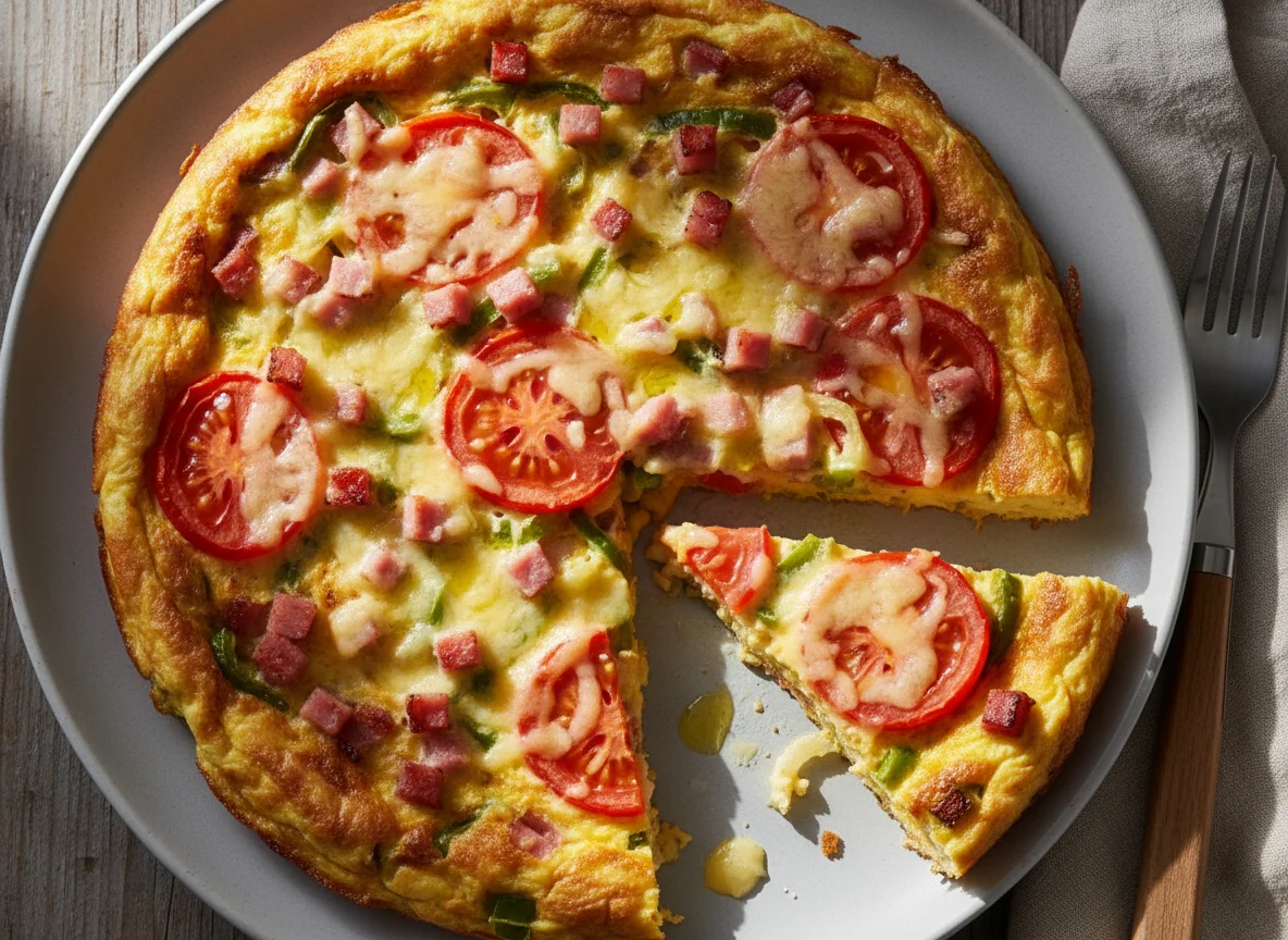 Frittata mit Gemüse und Schinken photo