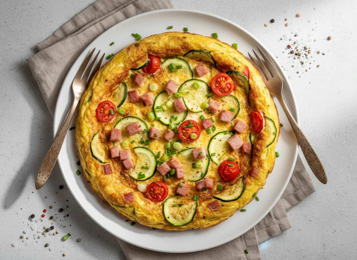 Frittata mit Schinken und Gemüse photo