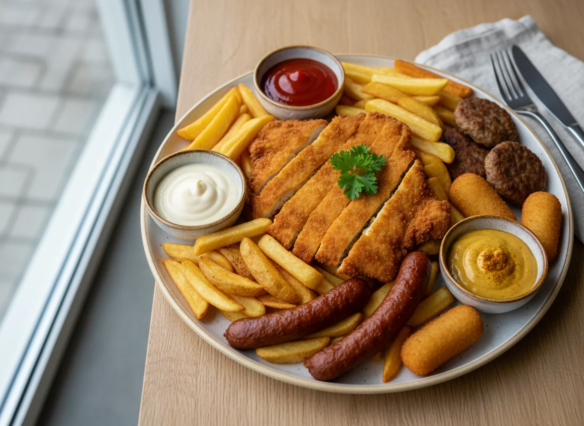 Frittierte Platte mit Saucen photo