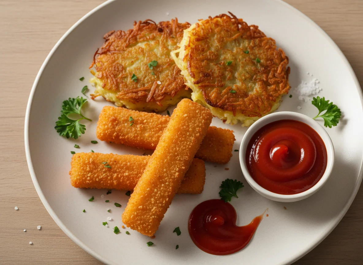 Frittierte Snacks mit Ketchup photo