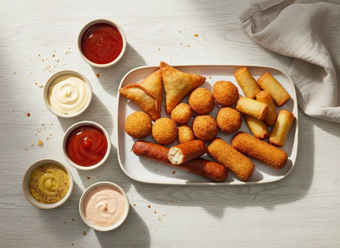 Frittierte Snacks mit Saucen photo