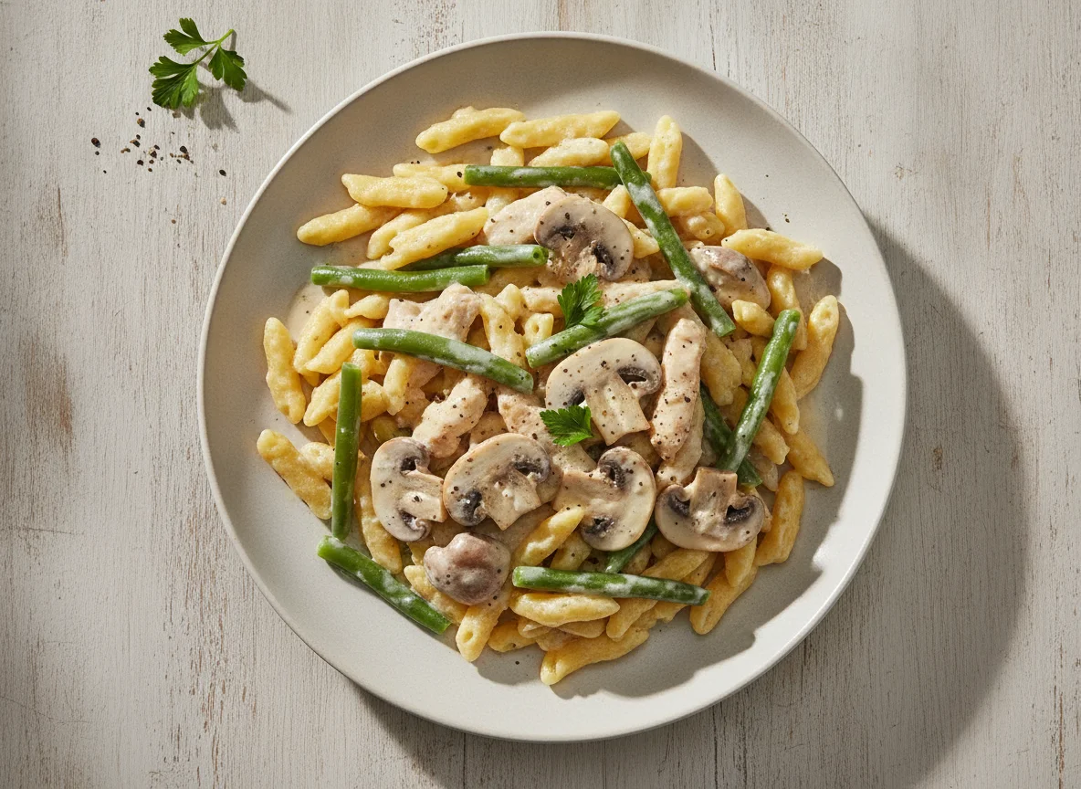 Frosta Rahm Geschnetzeltes mit Hähnchen und Spätzle photo