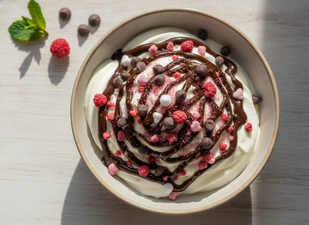 Frozen Yogurt mit Toppings photo