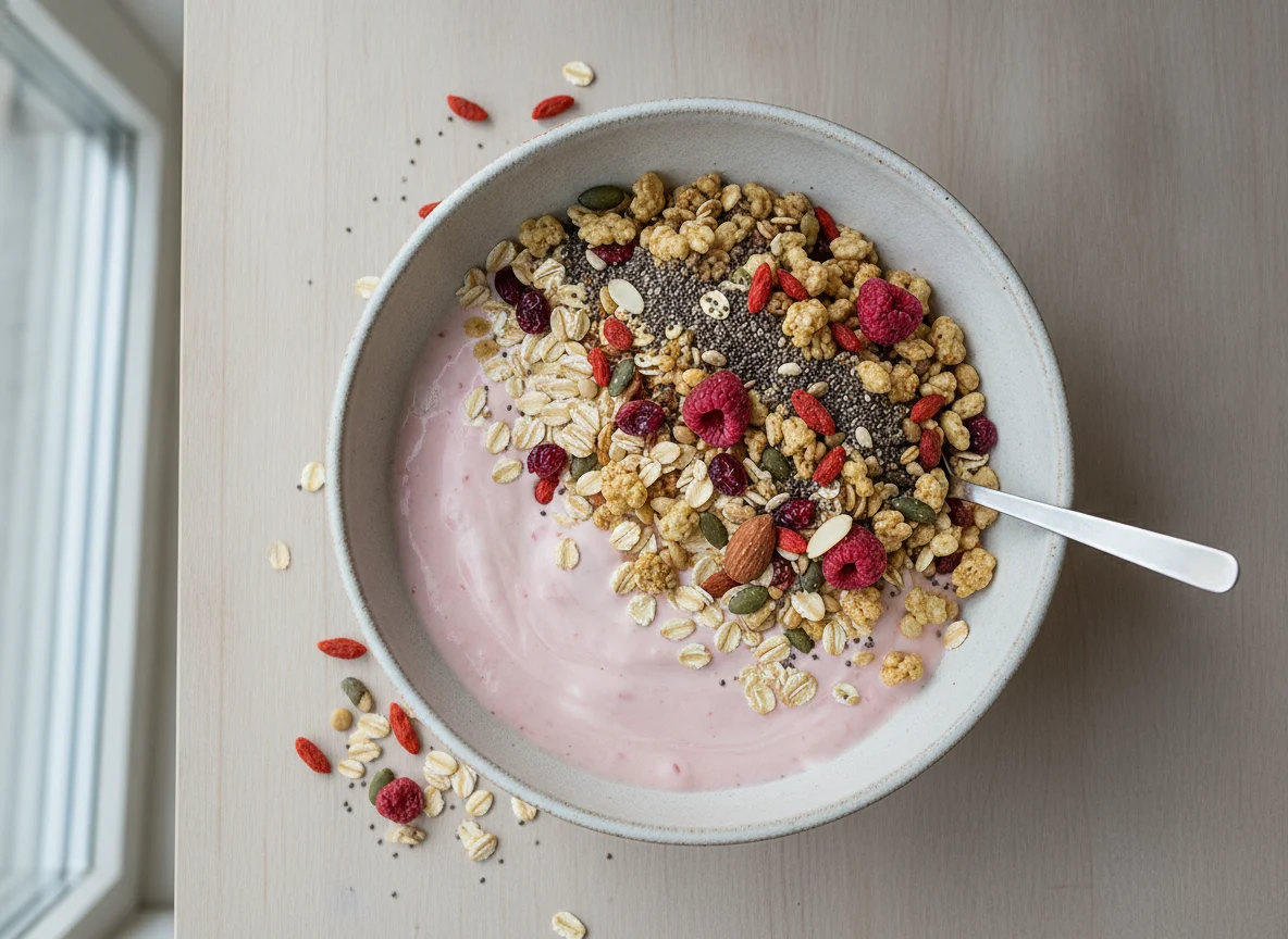 Früchtejoghurt mit Müsli photo