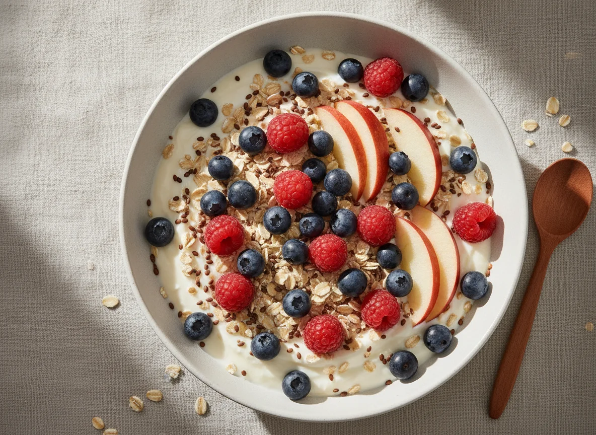 Früchte-Müsli mit Joghurt und Beeren photo