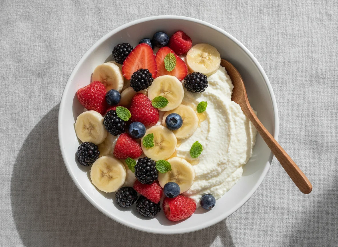 Früchtequark mit Beeren photo